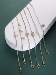 Zaveri Pearls Pack of 6 Women White Gold-Plated Wraparound Bracelet