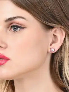 AMI Pink Floral Studs Contemporary Earrings