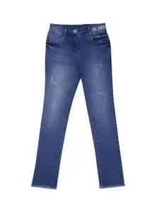 Tiny Girl Girls Blue Slim Fit Heavy Fade Stretchable Jeans