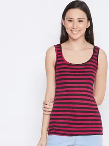 Q-rious Women Red & Black Striped  Camisoles