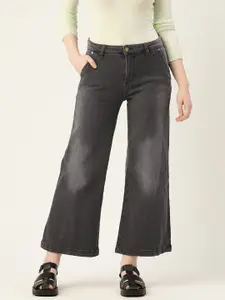 DressBerry Women Charcoal Grey Wide Leg Light Fade Jeans