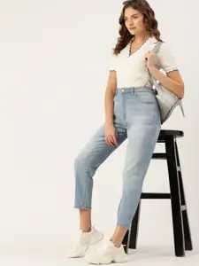 DressBerry Women Blue Boyfriend Fit High-Rise Light Fade Stretchable Jeans