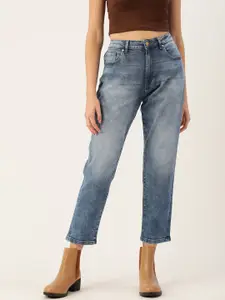 DressBerry Women Blue Boyfriend Fit High-Rise Light Fade Stretchable Jeans