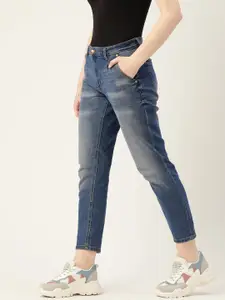 DressBerry Women Blue Heavy Fade Stretchable Mom Fit Jeans