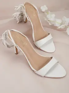Truffle Collection Women Solid White PU Heels
