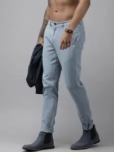 Roadster Men Blue Solid Slim Fit Trousers