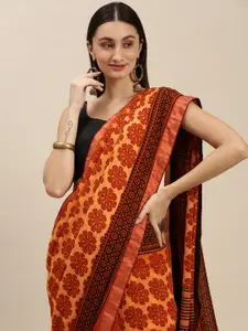 RACHNA Orange Ethnic Motifs Printed Saree with Blouse
