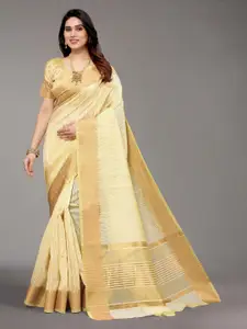 Winza Designer Yellow & Gold-Toned Zari Silk Blend Banarasi Saree
