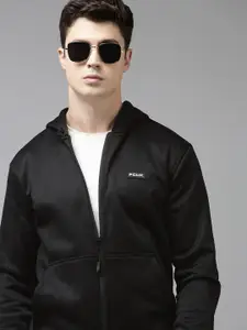 French Connection Men Black Solid Hooded Bomber Jacket