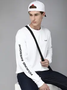 French Connection Men White Solid Sweatshirt