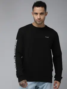 French Connection Men Black Solid Sweatshirt