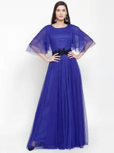 Just Wow Women Blue Net Maxi Dress