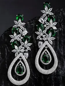 KARATCART Green Floral Drop Earrings
