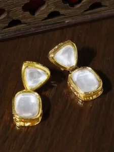 KARATCART Gold-Toned Geometric Drop Earrings