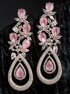 KARATCART Pink Floral Drop Earrings