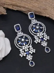 KARATCART Blue American Diamond  Contemporary Drop Earrings