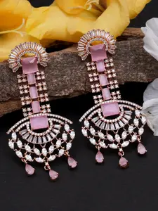 KARATCART Pink Silver Toned AD and Cubic Zirconia Classic  Drop Earrings