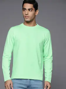 Allen Solly Men Green Solid Round Neck Sweatshirt