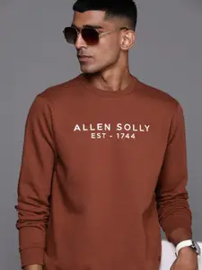 Allen Solly Men Rust Brown Brand Logo Printed Sweatshirt
