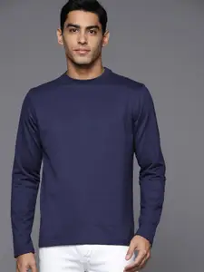 Allen Solly Men Navy Blue Solid Round Neck Sweatshirt