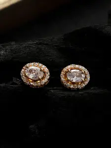 CARDINAL Gold-Toned American Diamond Circular Studs Earrings