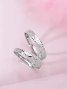 Zavya 925 Sterling Silver CZ Studded Adjustable Couple Rings