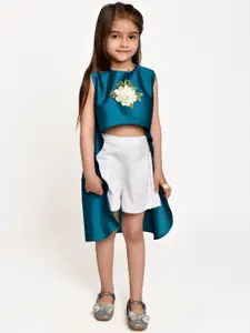 Jelly Jones Girls Turquoise Blue & White Top with Shorts
