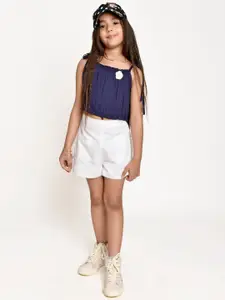 Jelly Jones Girls Navy Blue & White Top with Shorts