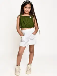 Jelly Jones Girls Green & White Top with Shorts