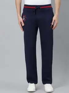 Beverly Hills Polo Club Men Navy Blue Solid Pure Cotton Track Pants