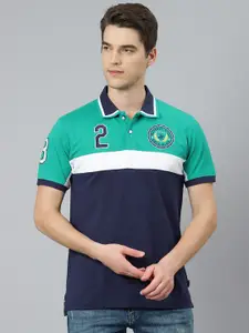 Beverly Hills Polo Club Men Green Colourblocked Polo Collar T-shirt