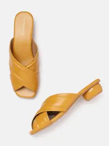 Allen Solly Women Mustard Yellow Solid Open Toe Flats