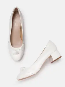 Allen Solly White Solid Pumps with Knot Detail