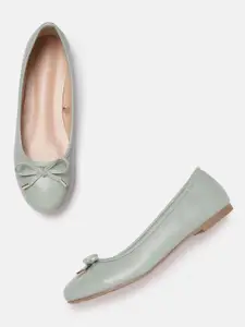 Allen Solly Women Sage Green Solid Ballerinas with Bow Detail