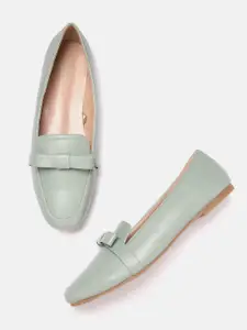 Allen Solly Women Mint Green PU Loafers with Bow Detail