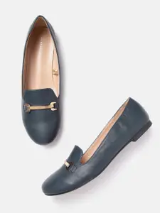 Allen Solly Women Navy Blue Solid Horsebit Loafers