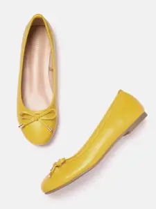 Allen Solly Women Mustard Yellow Solid Ballerinas with Bows