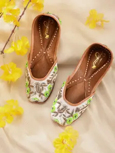 Sangria Women Grey Ethnic Embellished Mojaris