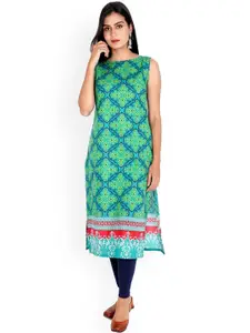 SUTI Women Green Ethnic Motifs Printed Cotton Kurta