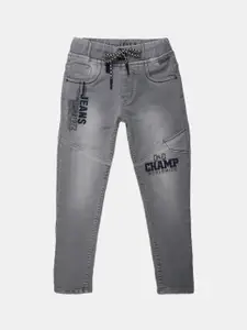 V-Mart Boys Grey Printed Classic Heavy Fade Jeans