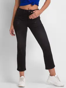 SPYKAR Women Black Slim Fit Low Distress Jeans