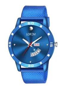 LOREM Men Blue Printed Dial & Blue Straps Analogue Watch
