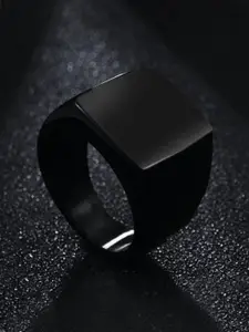 Yellow Chimes Men Black Band Finger Ring