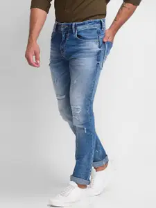 SPYKAR Men Blue Mildly Distressed Heavy Fade Jeans