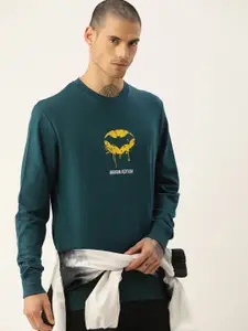 Kook N Keech Batman Men Teal Green Graphic Printed Pure Cotton Pullover Sweatshirt