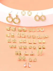 Zaveri Pearls Pack Of 25 Gold-Toned Contemporary Studs Earrings