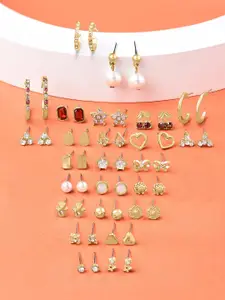 Zaveri Pearls 25 Gold-Toned Contemporary Studs Earrings