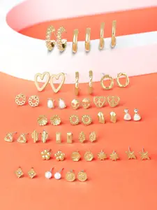 Zaveri Pearls Set of 25 Gold-Plated Contemporary Studs Earrings