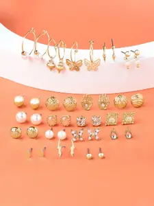 Zaveri Pearls Women Set of 20 Classy Contemporary Studs & Hoop Earrings