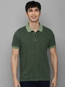 Allen Solly Sport Men Olive Green Printed Polo Collar Pure Cotton T-shirt